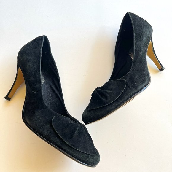 Seychelles‎ Black Suede Heels with Knot Womens Size 11 Shoes Slip On Work - Picture 1 of 6